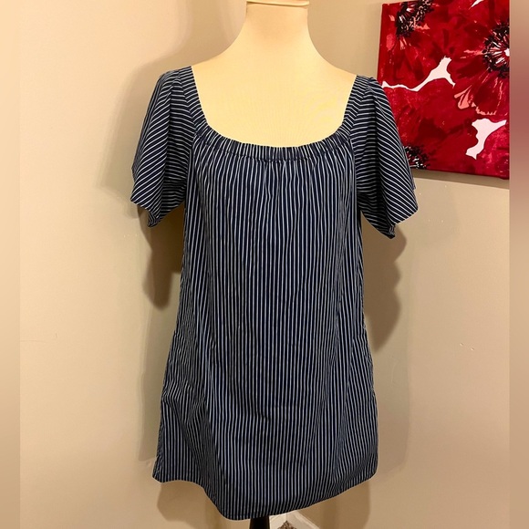 Banana Republic short sleeve off the shoulder striped dress, size M - Picture 1 of 7